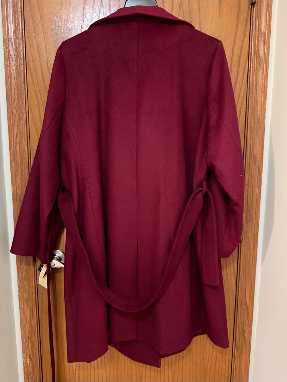MICHAEL Michael Kors Wine Red Wool-Blend Trench Coat - Picture 10 of 14